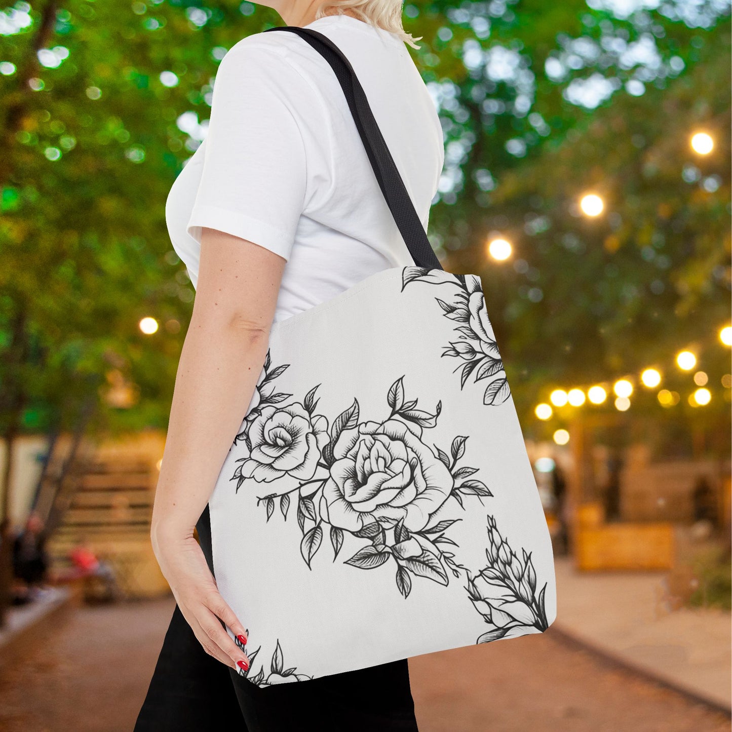 Midnight Rose Sketch Canvas Tote Bag