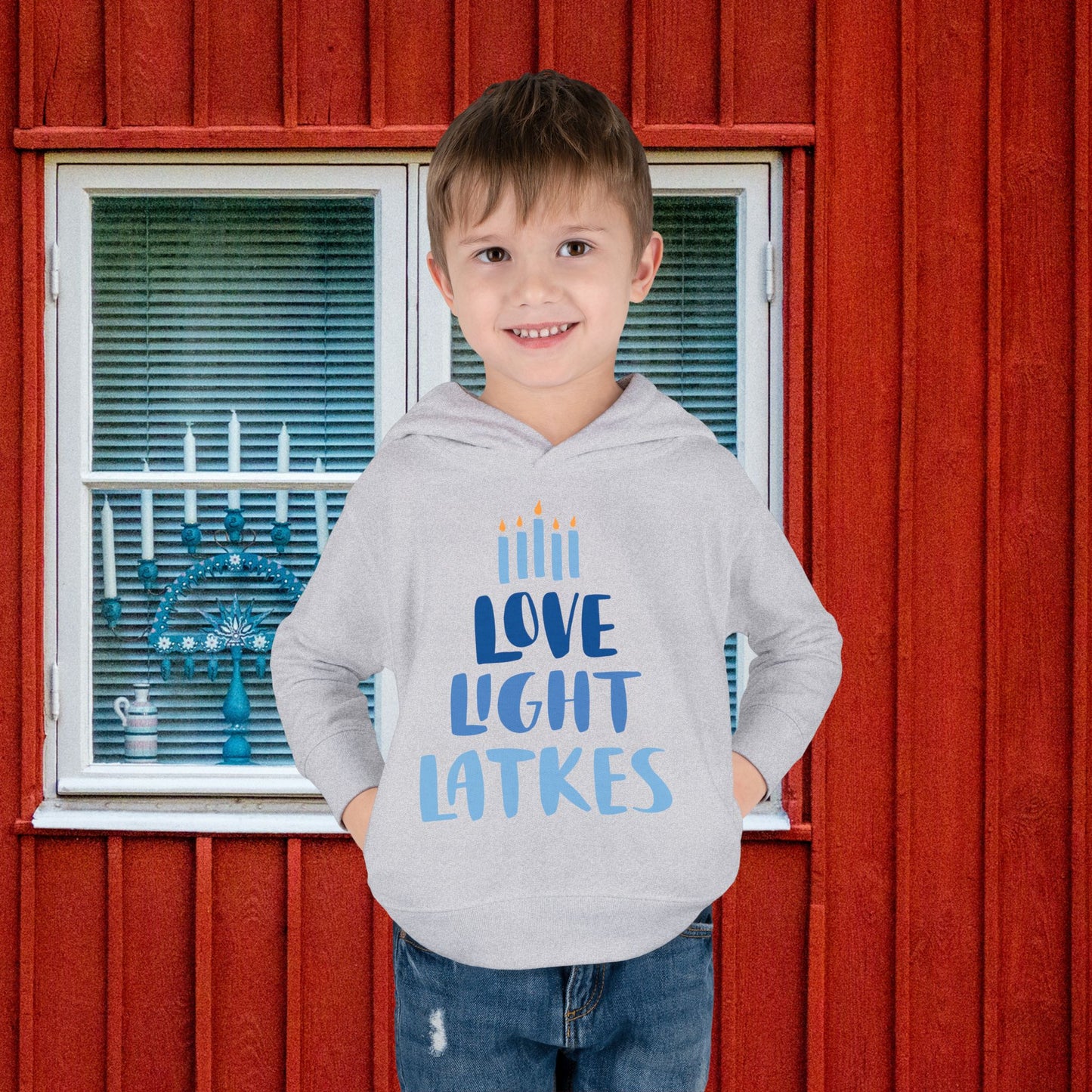 Hanukkah Love Light Latkes Toddler Pullover Fleece Hoodie