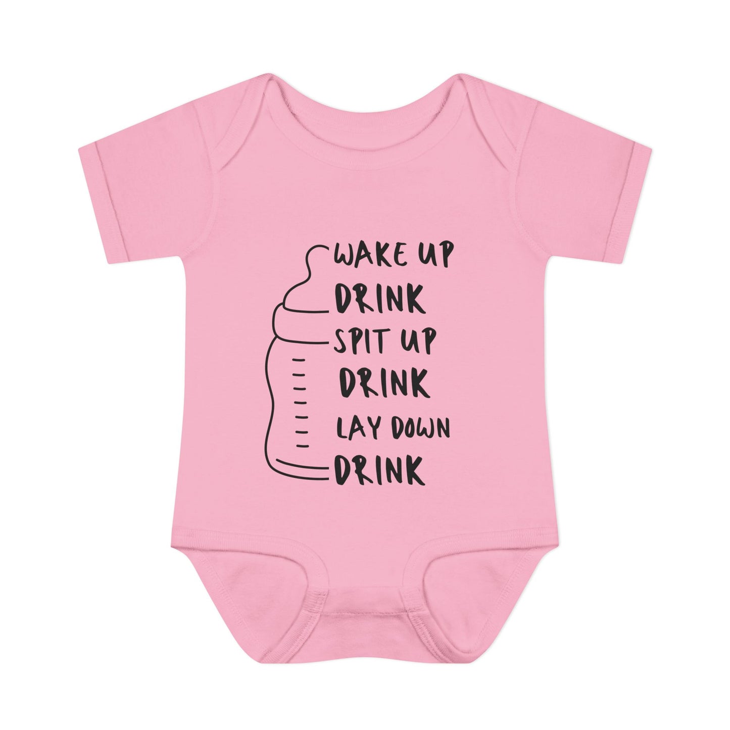 Wake Up Spit Up Lay Down Drink Infant Baby Rib Bodysuit