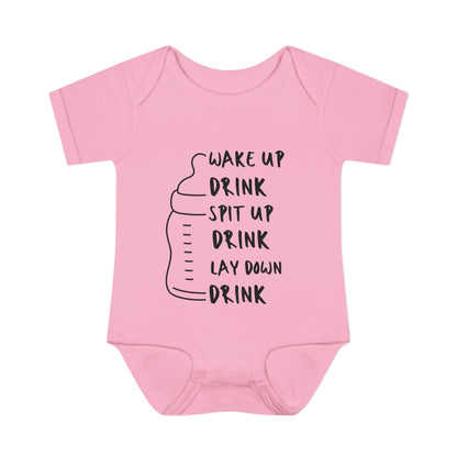 Wake Up Spit Up Lay Down Drink Infant Baby Rib Bodysuit
