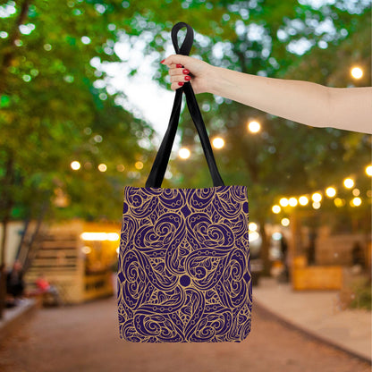 Golden Amethyst Radiance Mandala Canvas Tote Bag