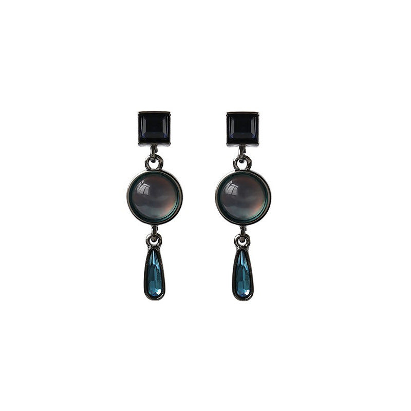 Blue Tourmaline Crystal Teardrop Earrings