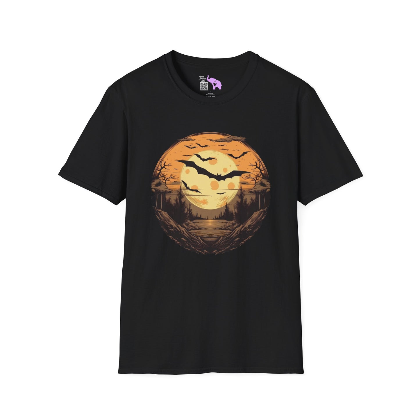 Creepy Bats Over Moon 1 Adult T-shirt