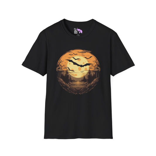 Creepy Bats Over Moon 1 Adult T-shirt