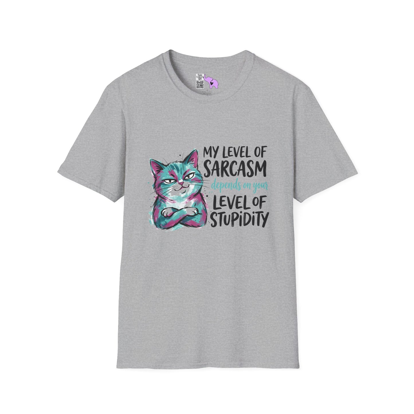 ""My Level of Sarcasm Depends on Your Level of Stupidity (Cat) Adult T-shirt