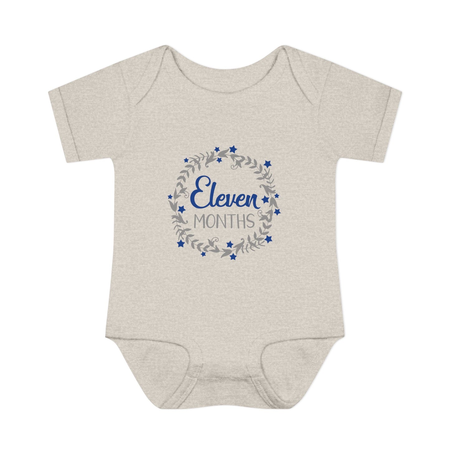 Blue Milestone Wreath Onesie-Eleven Months