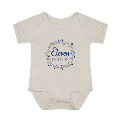 Blue Milestone Wreath Onesie-Eleven Months