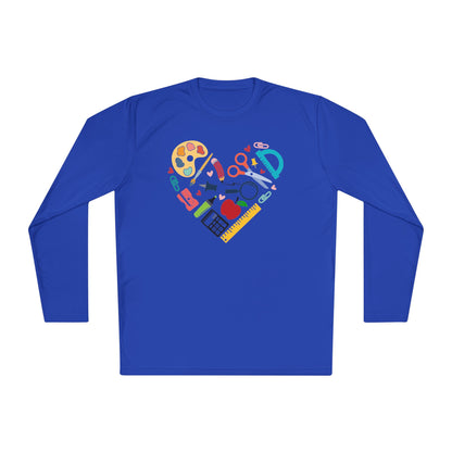 School Supply Heart Adult Long Sleeve Tee