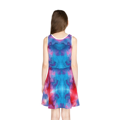 Red & Blue Tie Dye Sleeveless Sundress