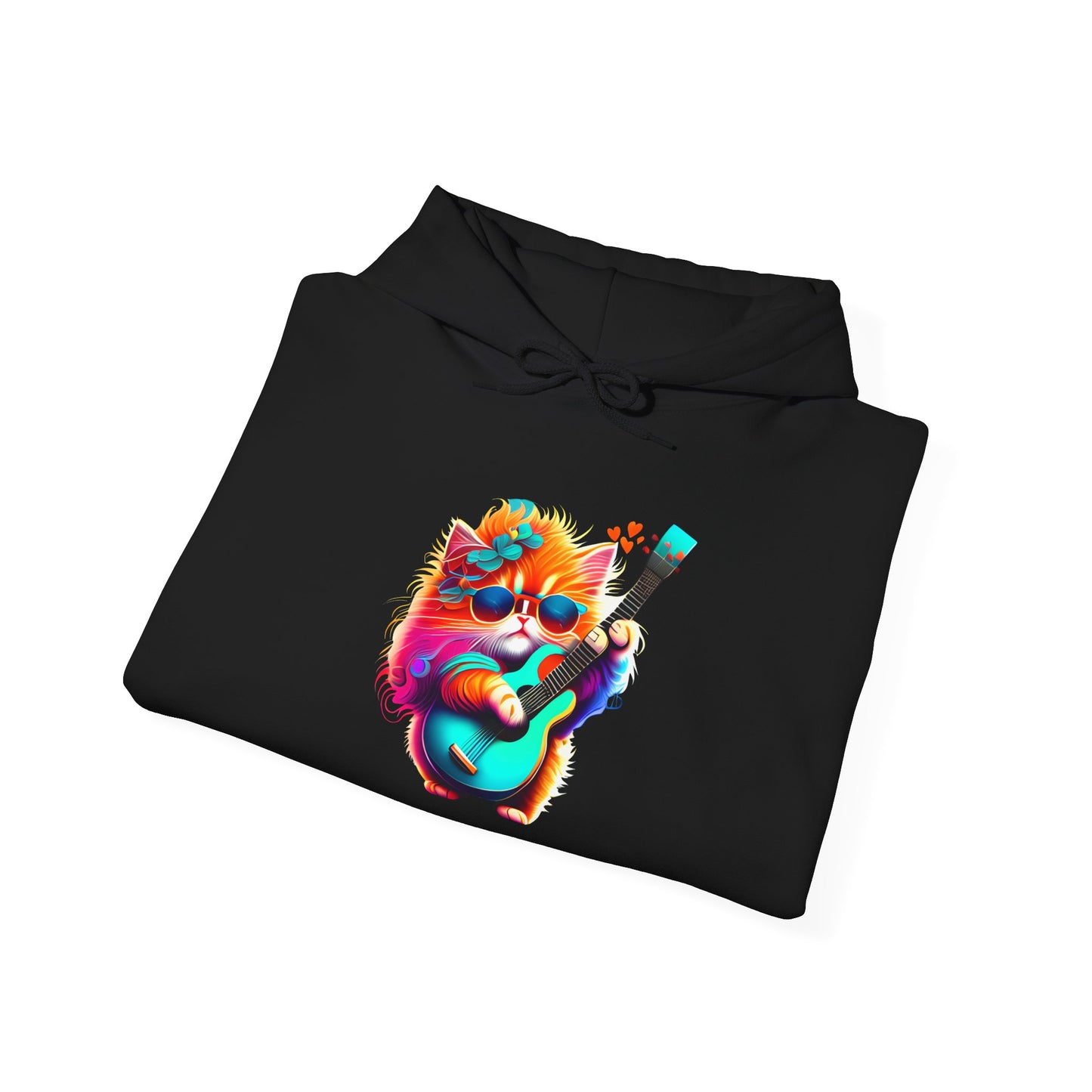 Colorful Guitar Kitten Heavy Blend™ Hooded Sweatshirt