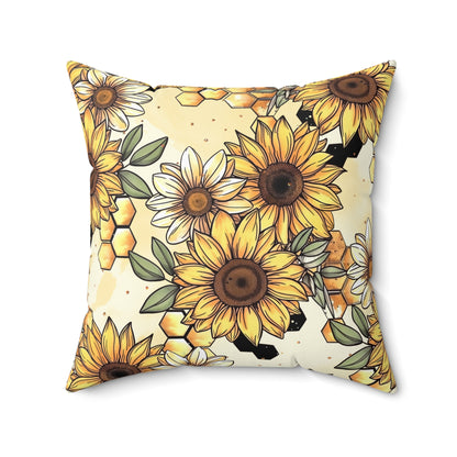 Honeycombs & Sunflowers Throw Pillow