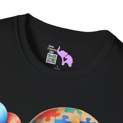 Autism Awarness Gnome w/Balloons Adult T-shirt