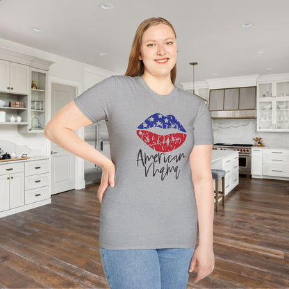 American Mama (Grunge Lips) Adult T-shirt