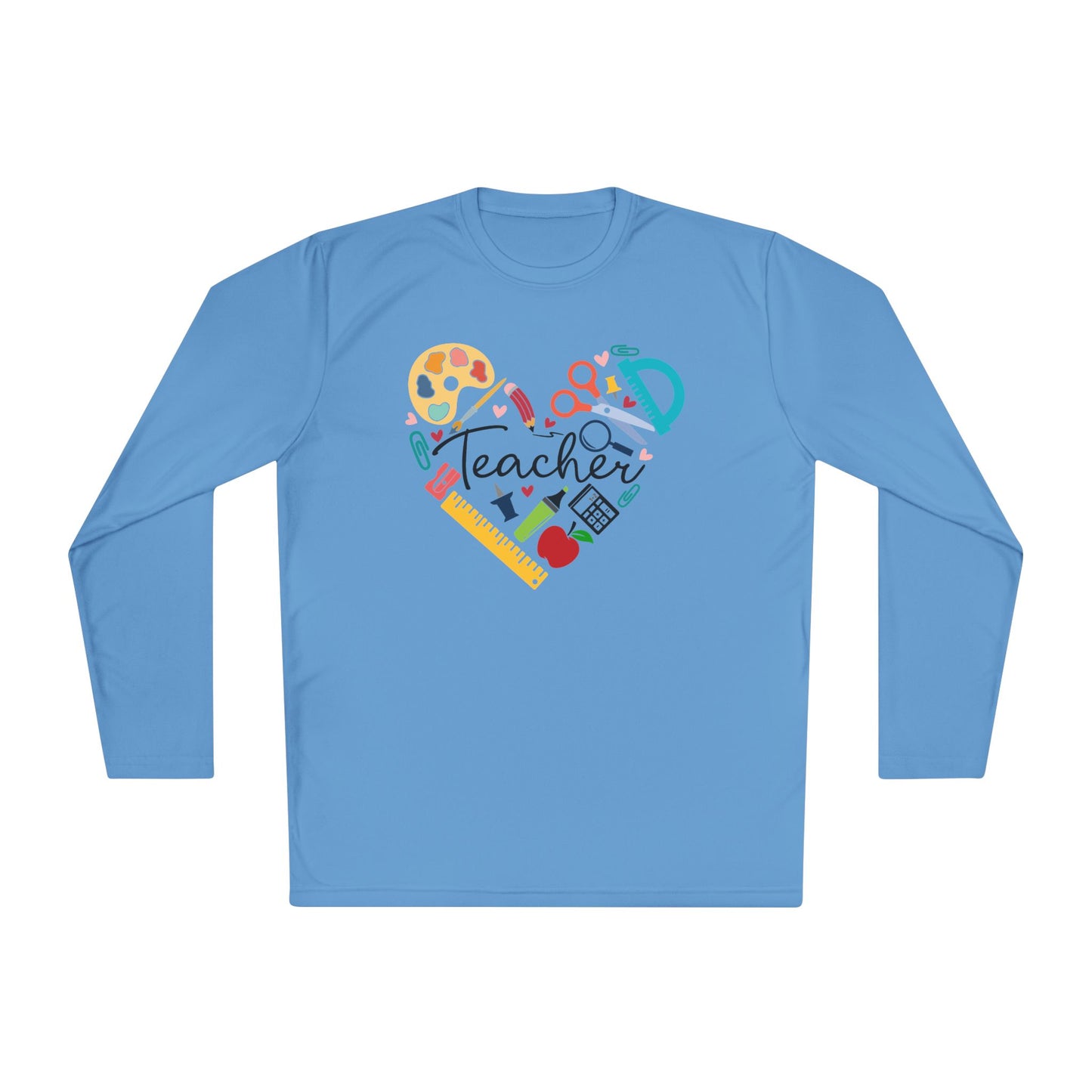 Teacher Supply Heart Adult Long Sleeve Tee