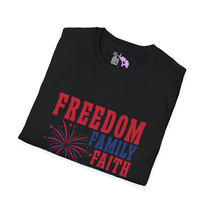 Freedom Family Faith Friends Fireworks 4th of July T-shirt