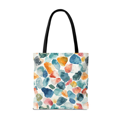 Watercolor Pebble Terrazzo Canvas Tote Bag
