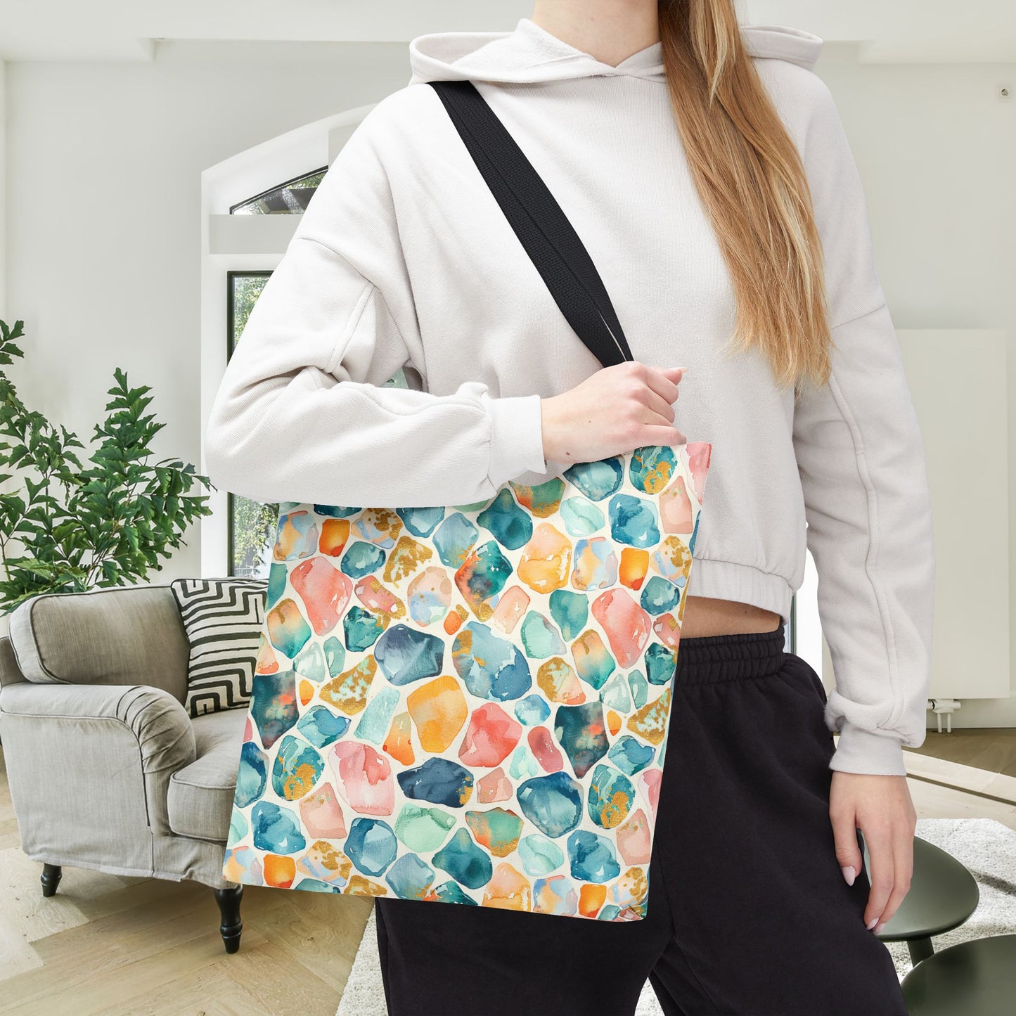 Ocean Pebble Drift Canvas Tote Bag