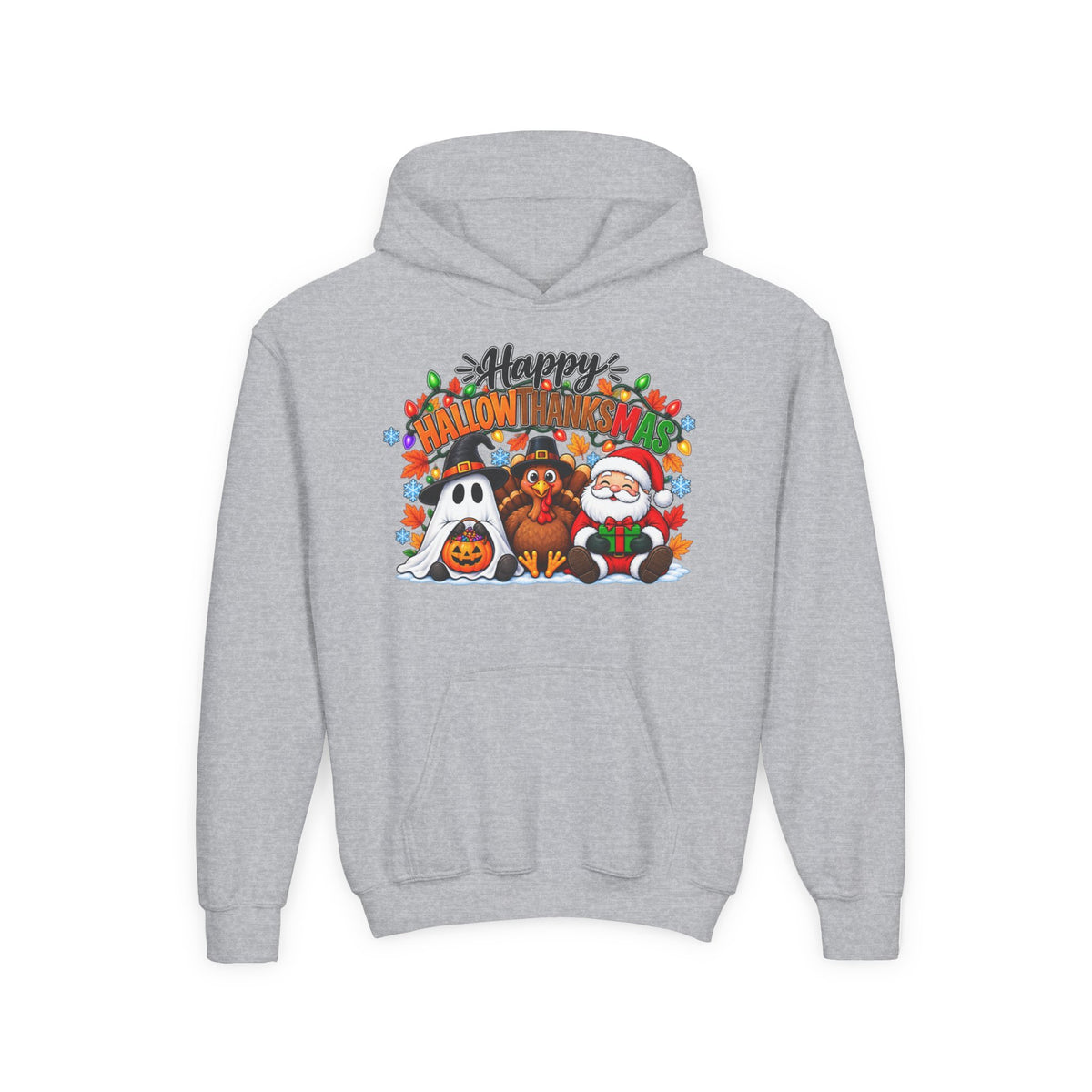 Happy Hallowthanksmas (String Lights) Youth Hoodie