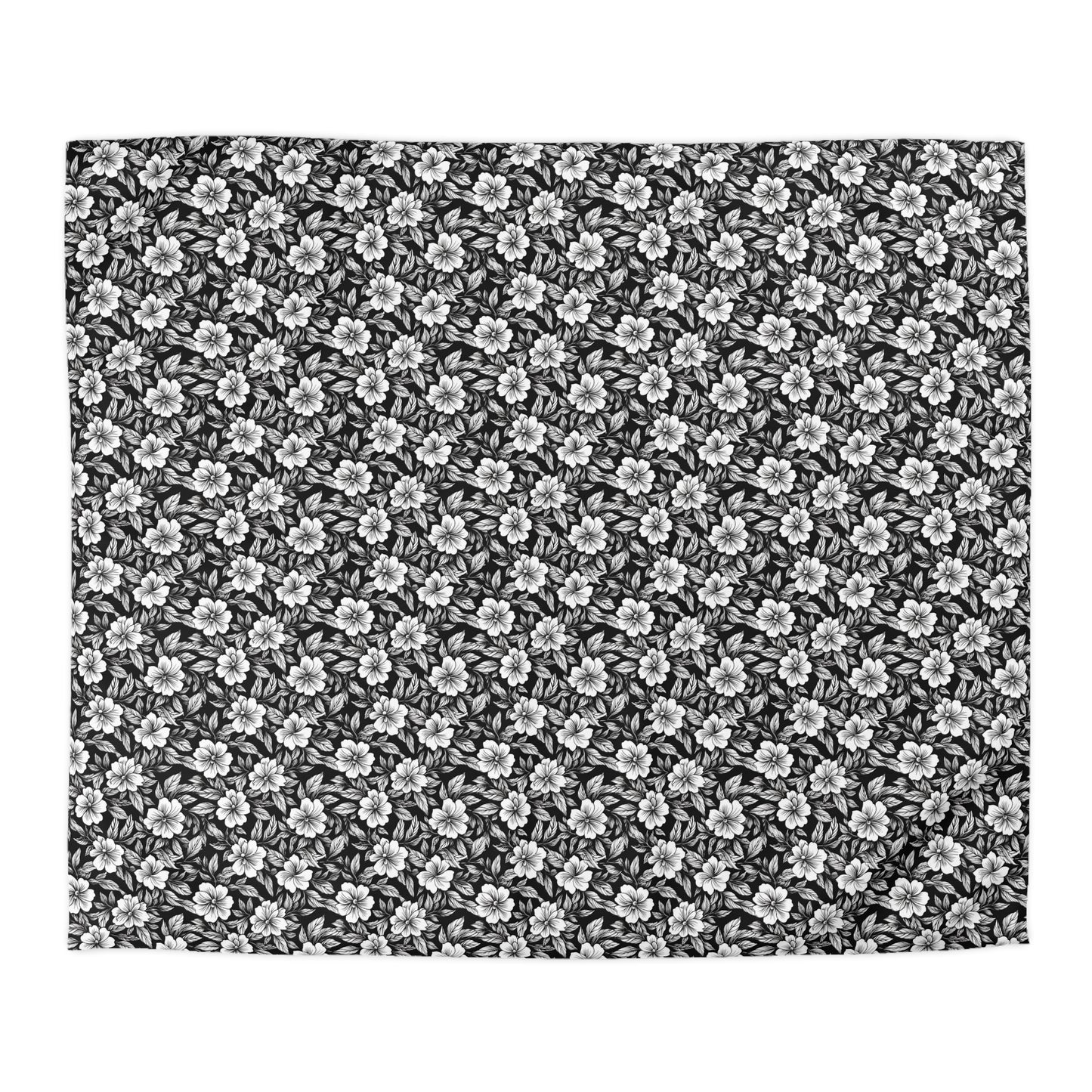 Monochrome Paradise Bloom Microfiber Duvet Cover