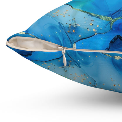 Turquoise Marble Print Throw Pillow