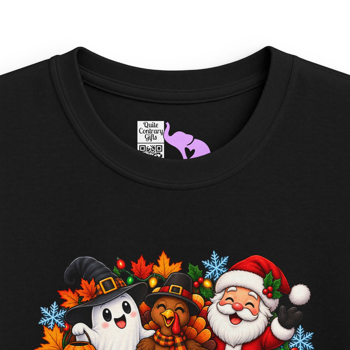 Happy Hallowthanksmas (Ghost/Turkey/Santa) Youth Softstyle Tee