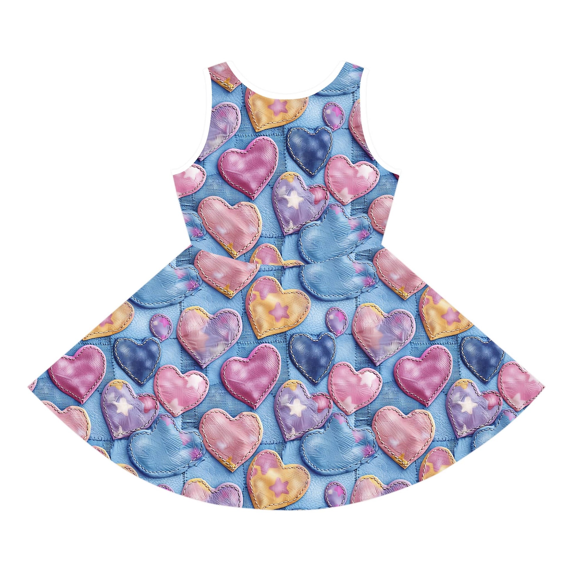 Color Pop Stitched Hearts Girls' Sleeveless Sundress
