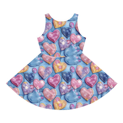 Color Pop Stitched Hearts Girls' Sleeveless Sundress