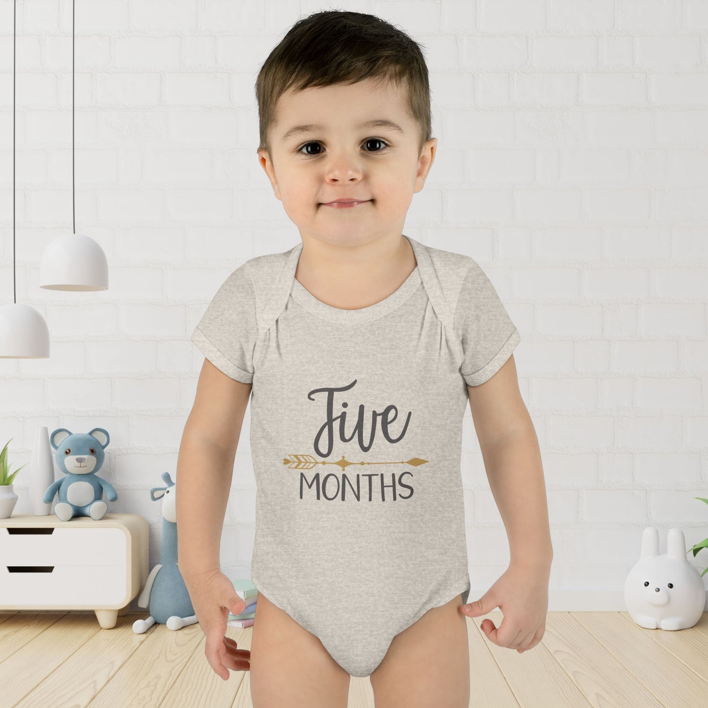 Golden Arrow Milestone Baby Bodysuit-Five Months