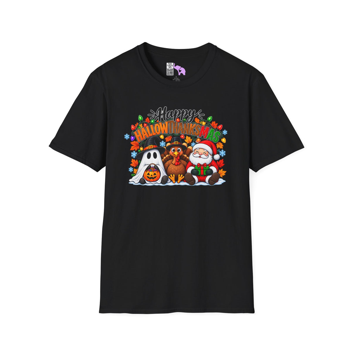 Happy Hallowthanksmas (String Lights) Adult T-shirt