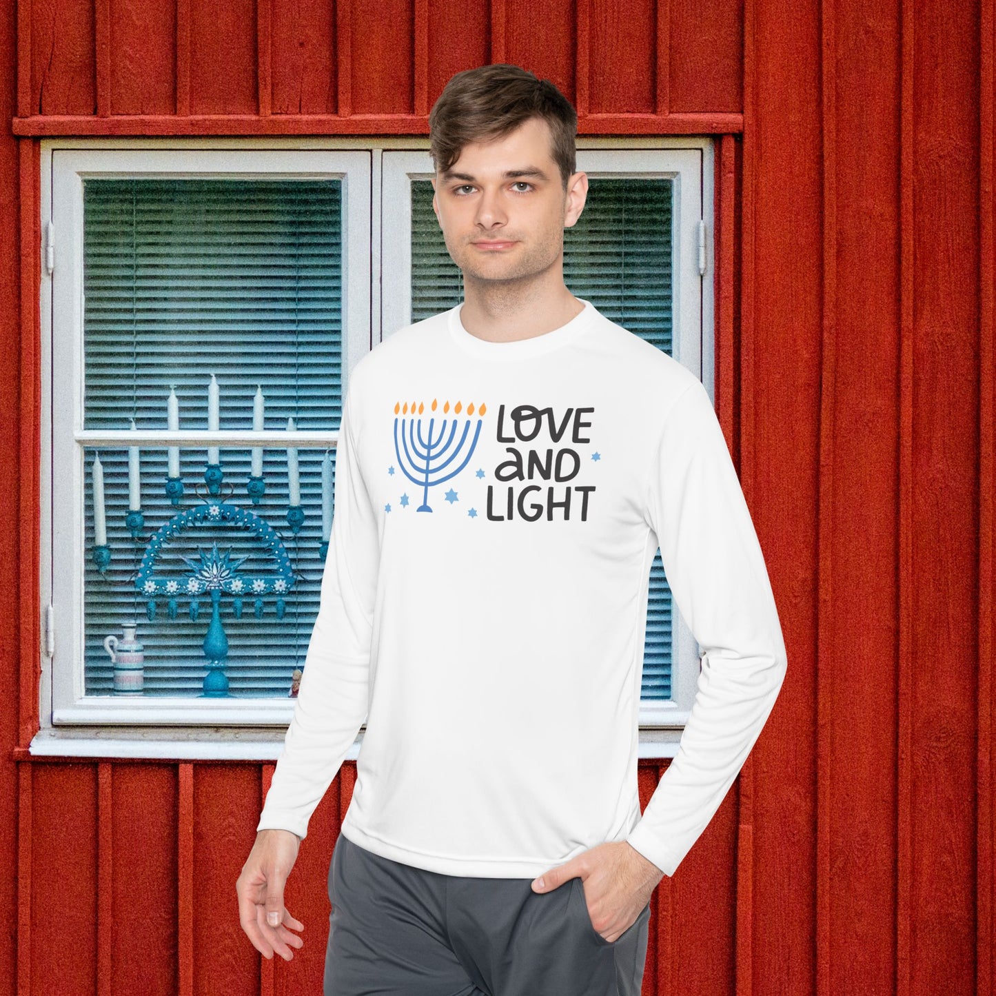 Hanukkah Love & Light Adult Long Sleeve Tee
