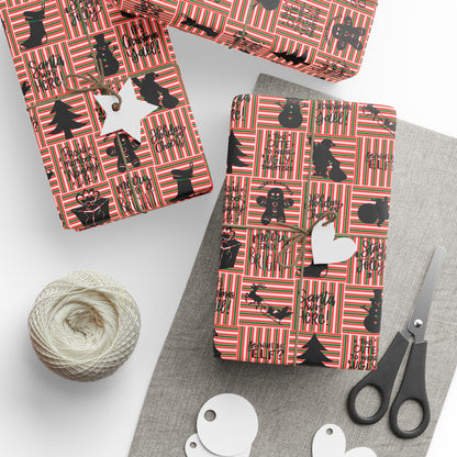 Christmas Quotes and Shapes Striped Wrapping Paper