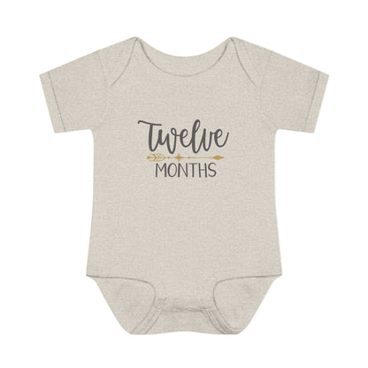 Golden Arrow Milestone Baby Bodysuit-Twelve Months