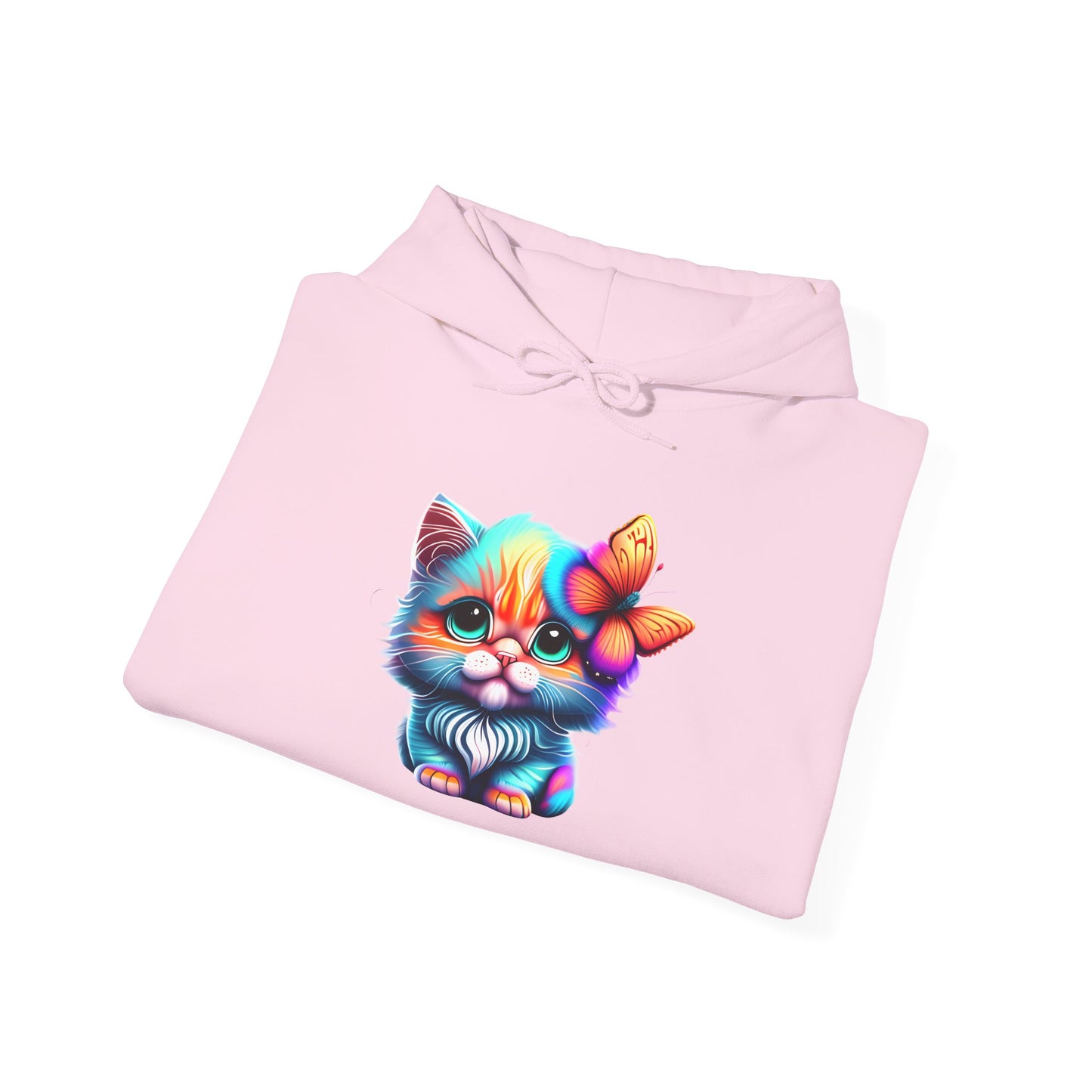 Cute Colorful Kitten w/Butterfly Heavy Blend™ Hooded Sweatshirt