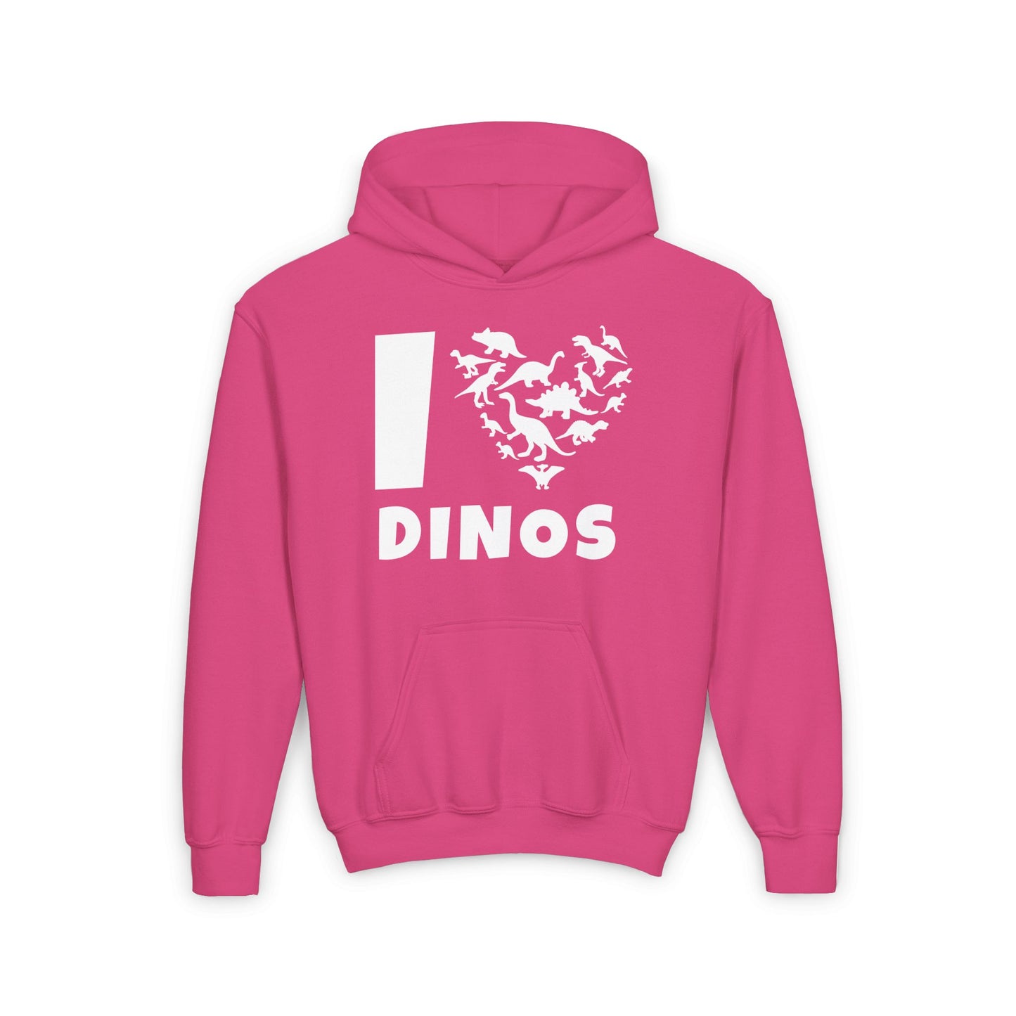 I Love Dinos (Dino Heart) Youth Heavy Blend Hoodie