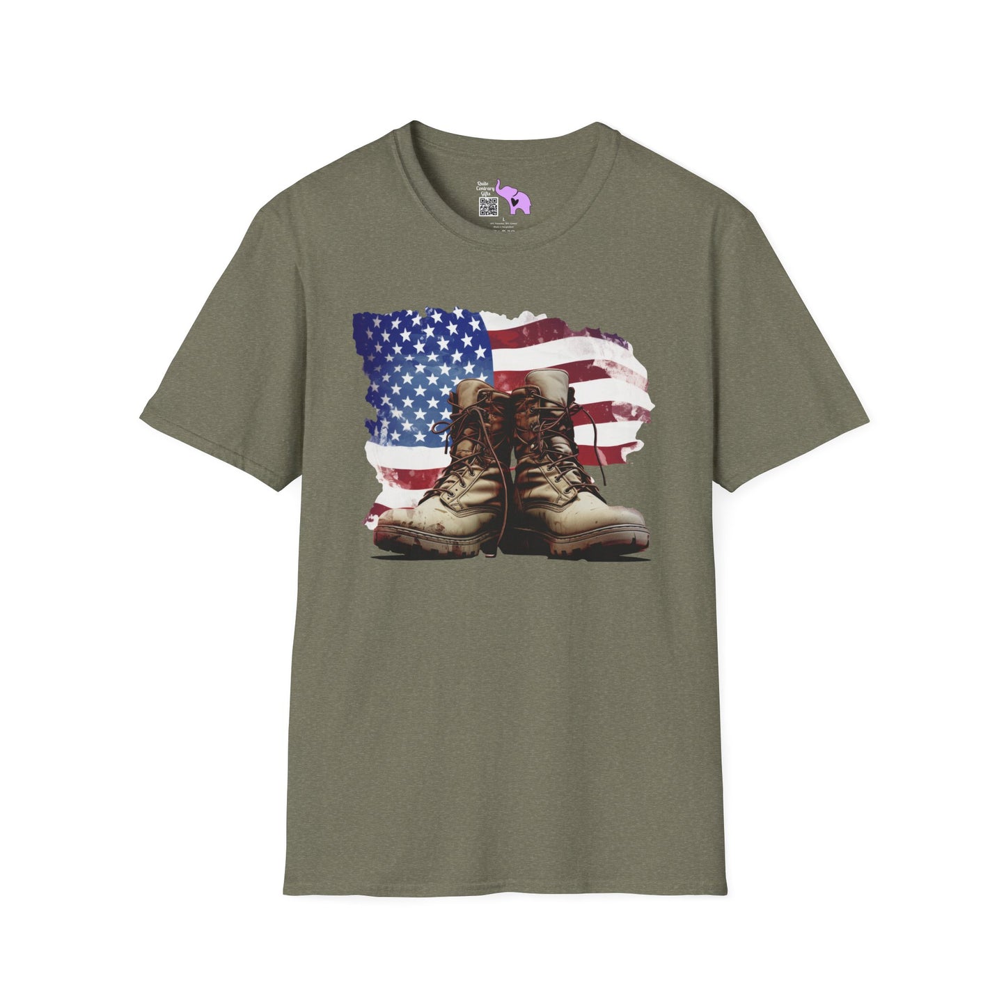 American Flag & Boots Adult T-shirt