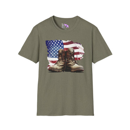 American Flag & Boots Adult T-shirt