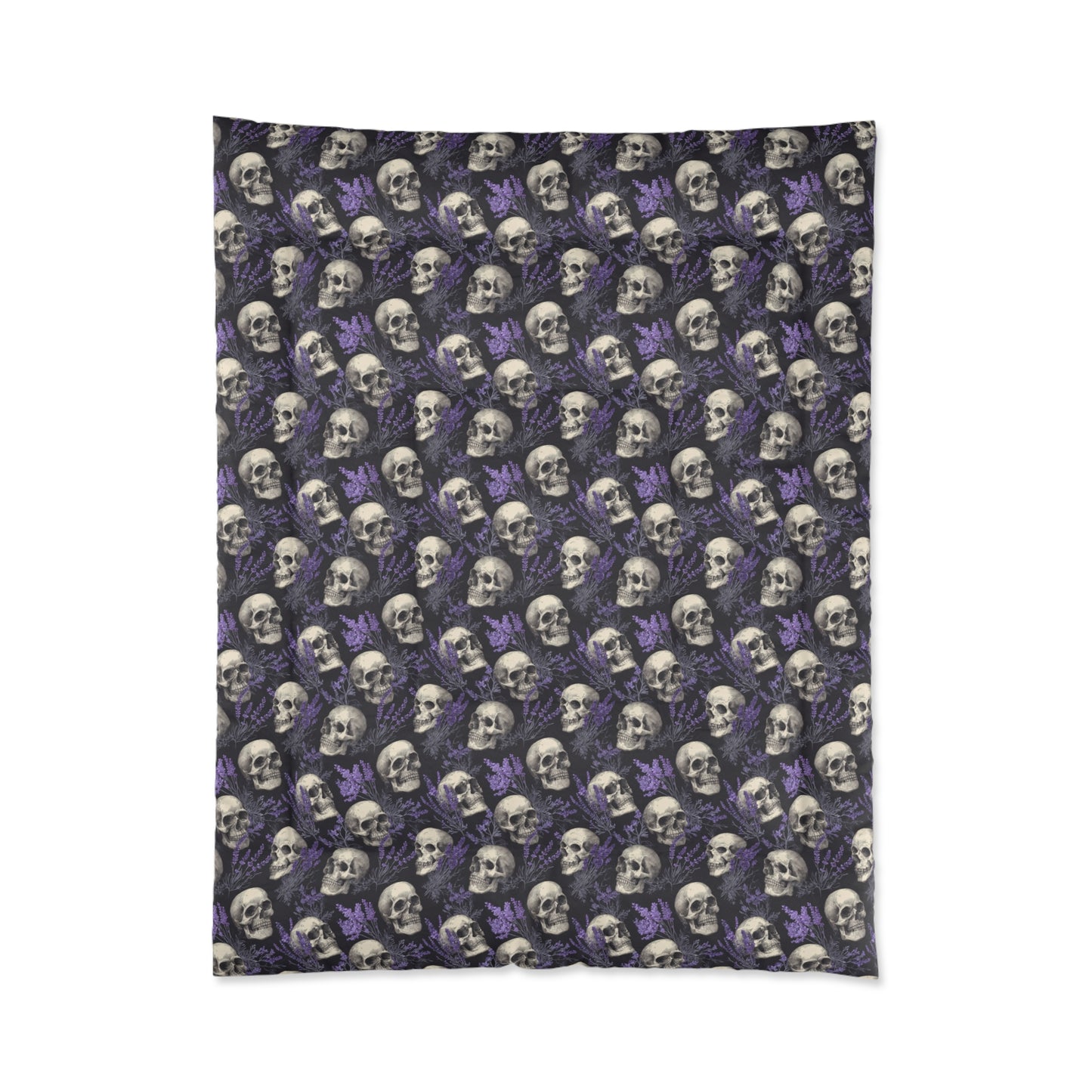 Midnight Lavender Skulls Comforter