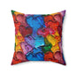 Palette Knife Hearts Throw Pillow
