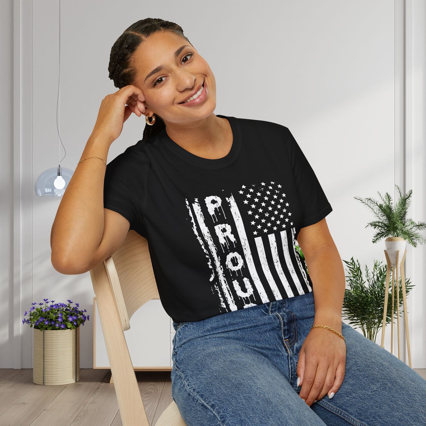 American Proud (Vertical Flag) Adult T-shirt