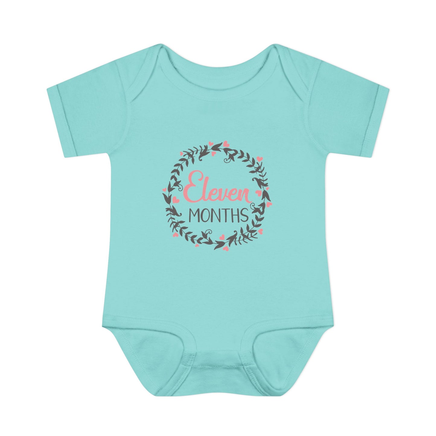 Pink Milestone Wreath Onesie-Eleven Months
