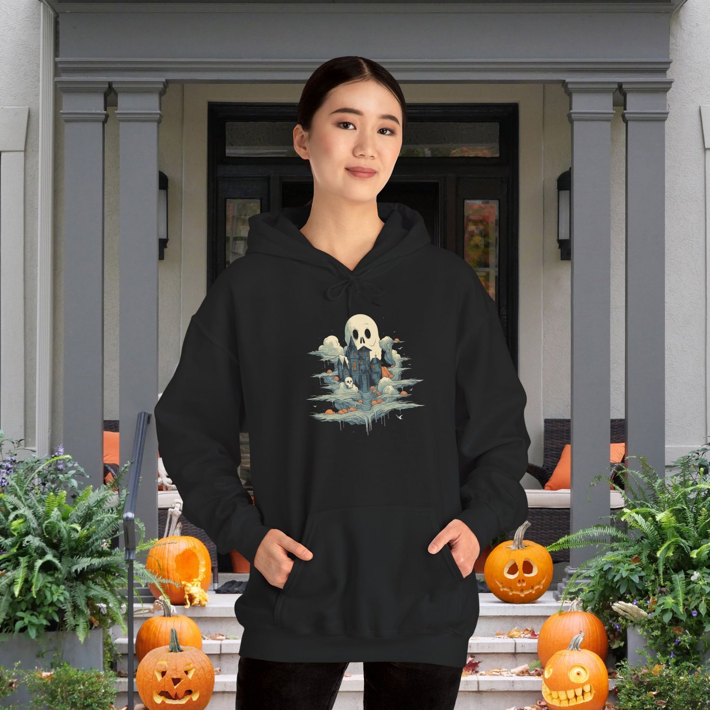 Creepy Ghost 14 Heavy Blend™ Hooded Sweatshirt