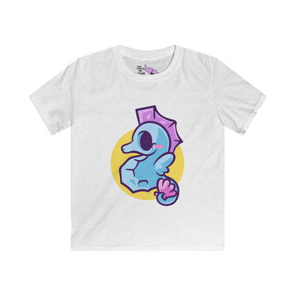 Cute Seahorse (Blue) Kids Softstyle Tee