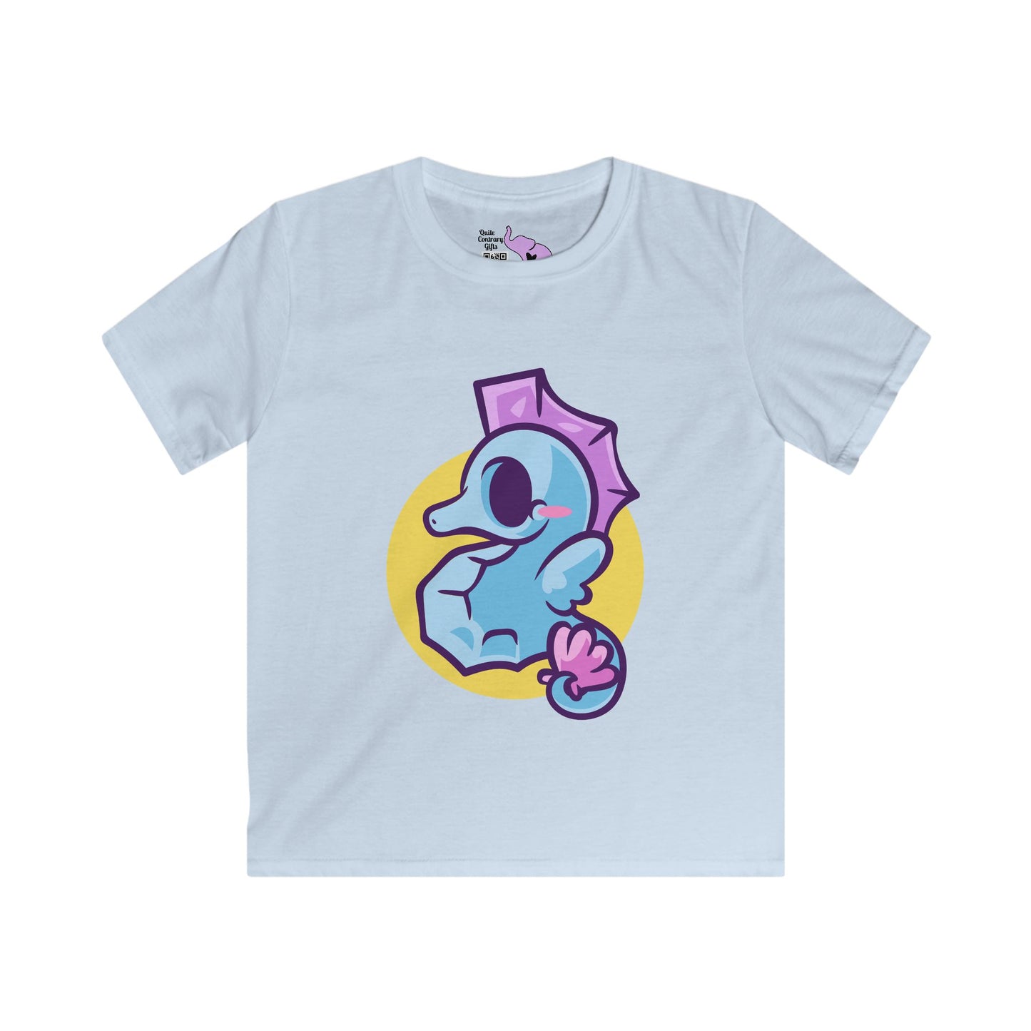 Cute Seahorse (Blue) Kids Softstyle Tee