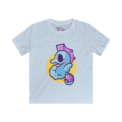 Cute Seahorse (Blue) Kids Softstyle Tee