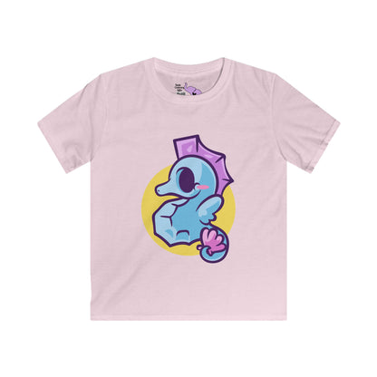 Cute Seahorse (Blue) Kids Softstyle Tee