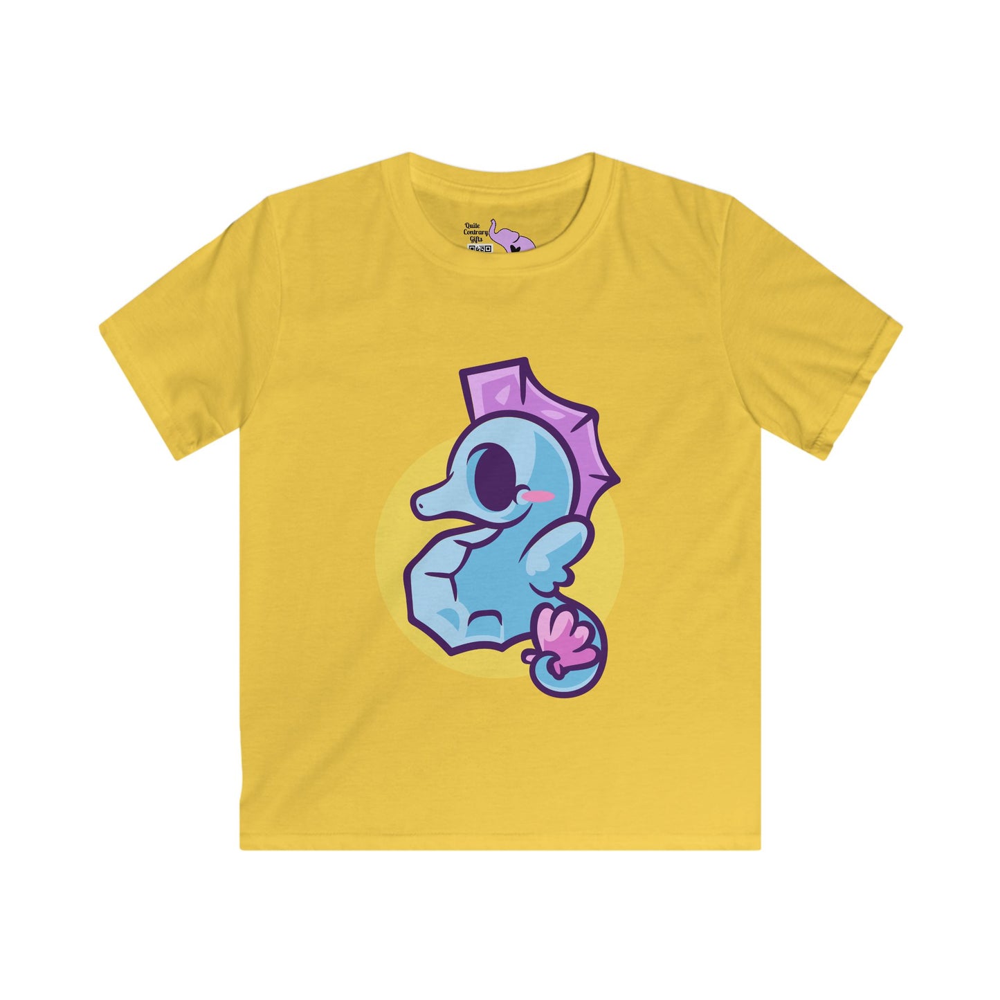 Cute Seahorse (Blue) Kids Softstyle Tee