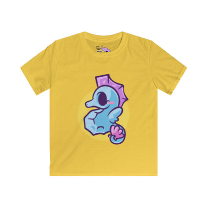 Cute Seahorse (Blue) Kids Softstyle Tee