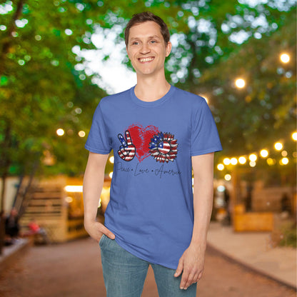 Peace Love America Adult T-shirt