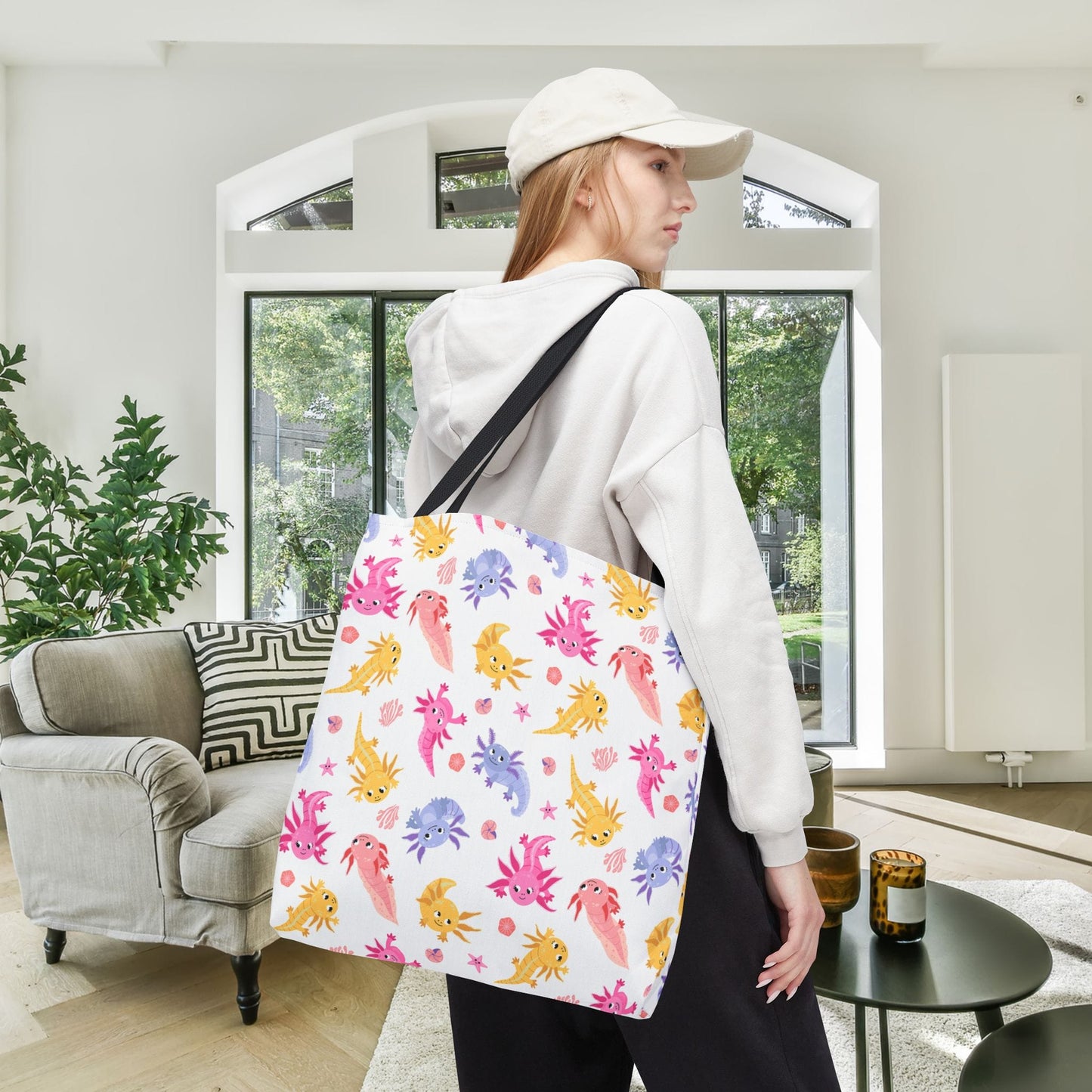 Axolotl Whimsy Canvas Tote Bag