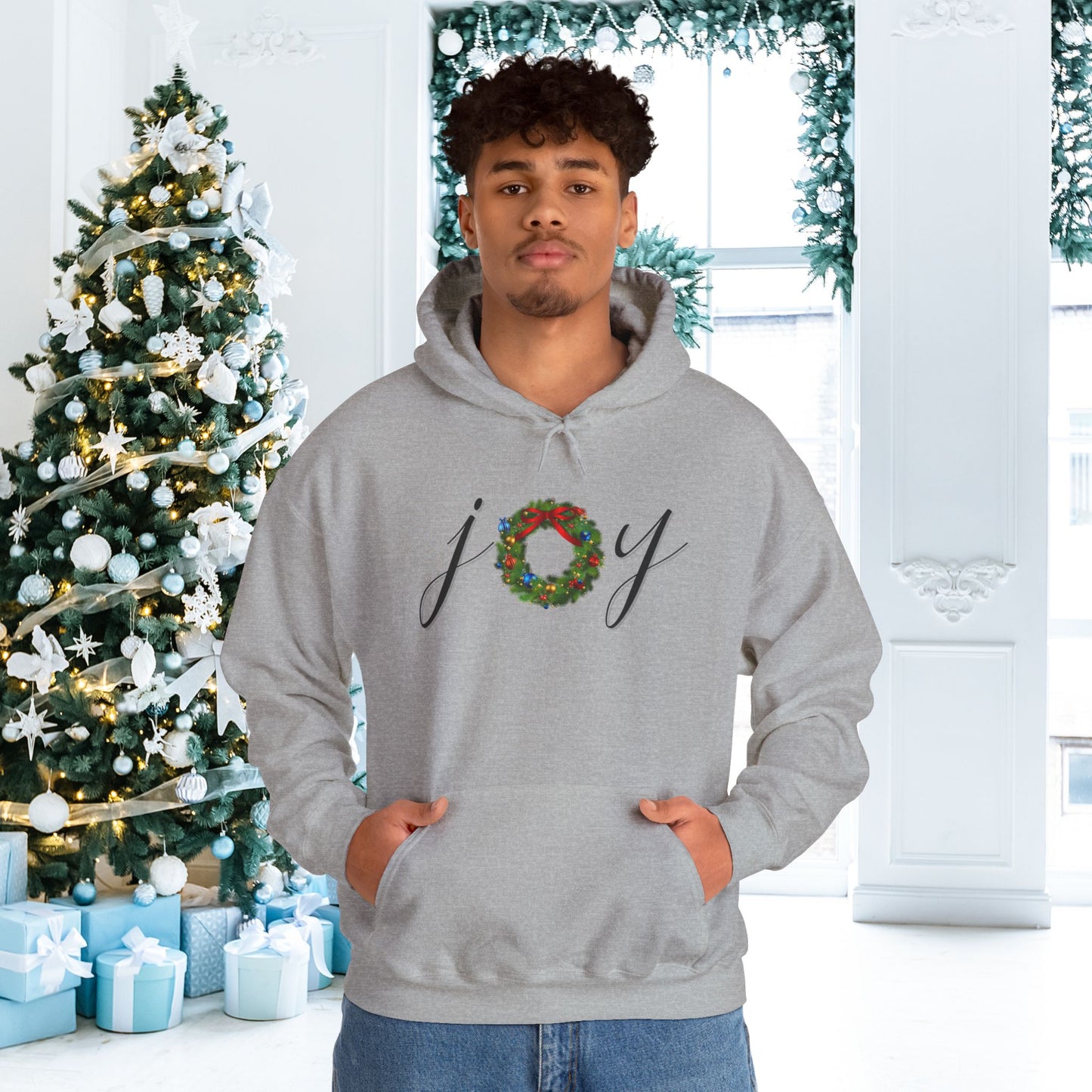 Joy w/Wreath Adult Heavy Blend™ Hooded Sweatshirt